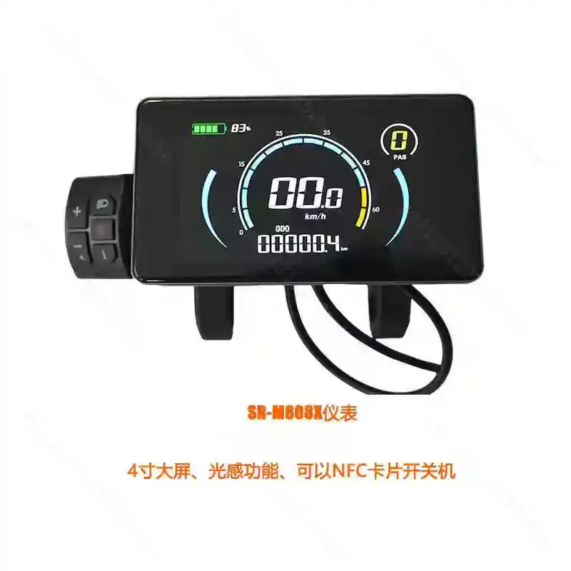 24V-72V Electric Bicycle 4" LCD Dashboard, Light Sensing & NFC Power Switch, 6 Core Liquid Crystal Display Instrument
