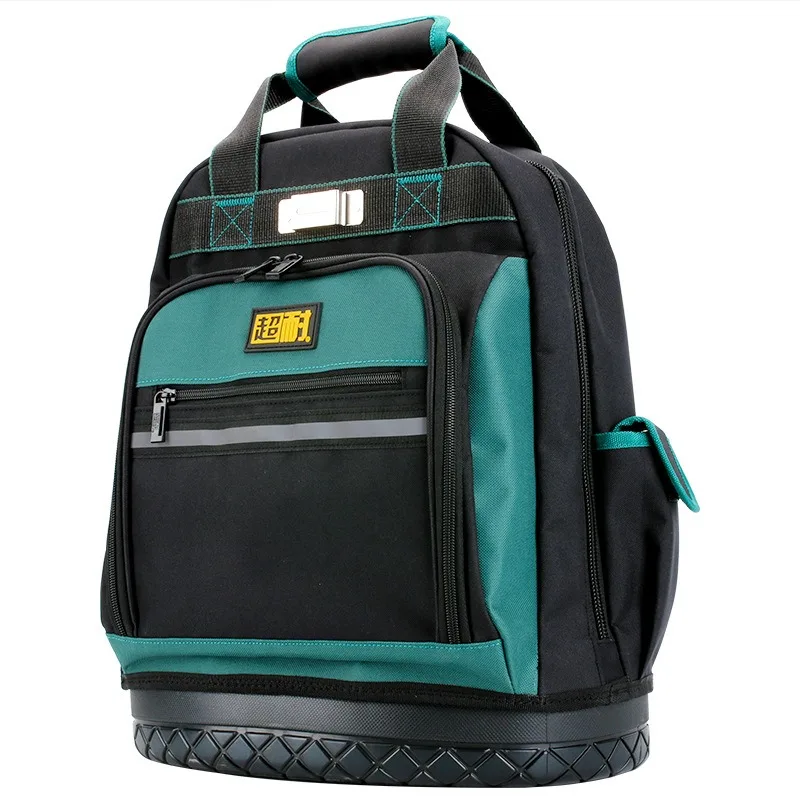 Heavy Duty Canvas Double Shoulder Tool Backpack Multi-purpose Wearproof Electrician Storage Bag Large Portable Pack