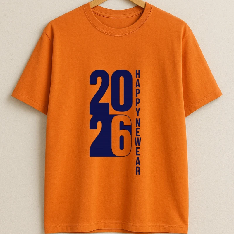 

Happy New Year 2026 Unisex Adults Family Simple Printed T-Shirt Tops High Quality Cotton Crewneck Casual Tops Tee Shirt Short