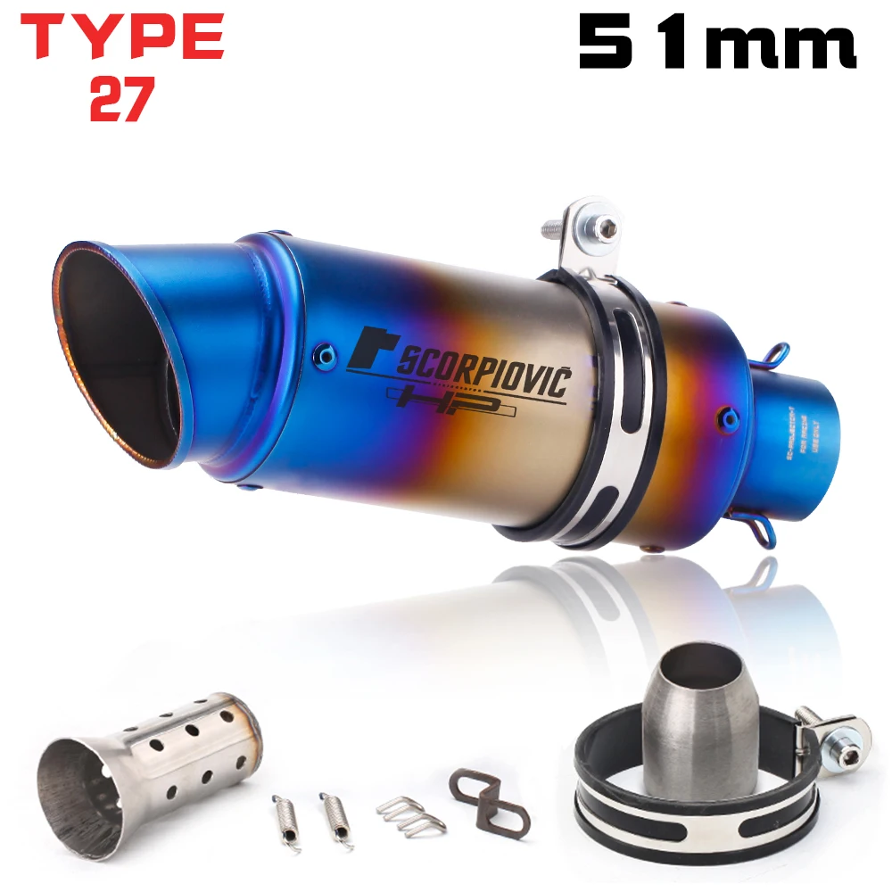 

Universal motorcycle exhaust tail muffler 51mm/60MM ER6N6 CRF230 Z800 R1 CB650F CB1000R CBR250R exhaust