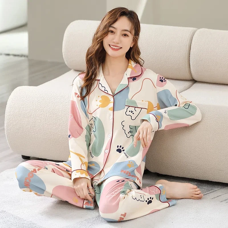 Satin Pyjamas Ladies Womens PJs Silk Long Sleeve Soft Nightwear Sleepwear Set Pants Sleepwear Top Women Long Sleeve Soft Button