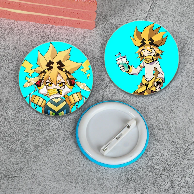 58mm Hot Game Animation Aotu World Round Pins Cartoon Character Badges Cosplay Handmade Tinplate Brooches for Clothes Decoration