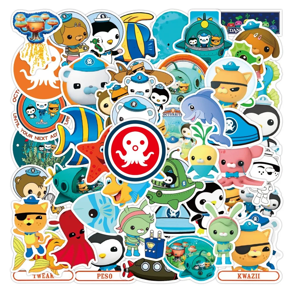 50pcs Animation Octonauts Graffiti Stickers Decals Suitcase Laptop Computer Water Cup Guitar Decoration DIY Kids Classics Toy
