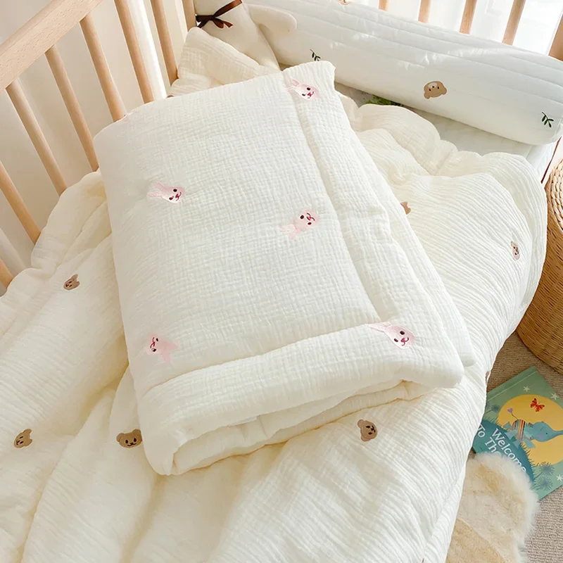 Cartoon Bear Bunny Baby Quilt Newborn Nap Quilts Soft Cotton Infant Blanket Spring Fall Winter Swaddle Wrapped Bedding 100*120CM