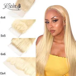 613 Verschluss Blond 4x4 5x5 6x6 Gerader Spitzenverschluss Echthaar Melt Skin Unsichtbar 13x4 Lace Frontal mit vorgezupftem Haaransatz