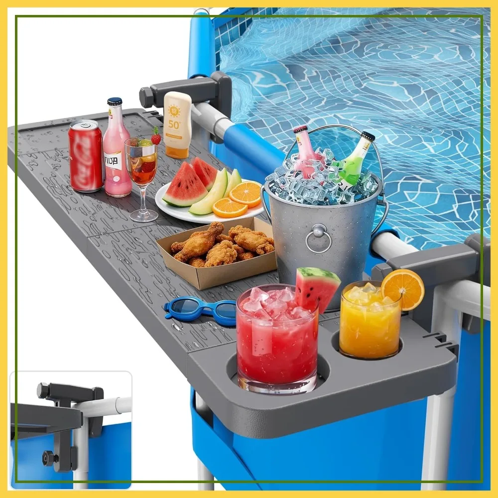 

Pool Bar for Above Ground Pool, 47" x 13" Foldable Tabletop, 110 lbs Capacity, Easy Install