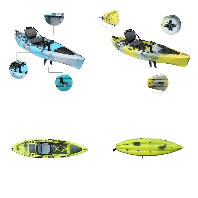11FT Single Person Pedal Drive Sea Kayak for Fishing HDPE Hull Material with Flap Ocean Waters Water Resistant
