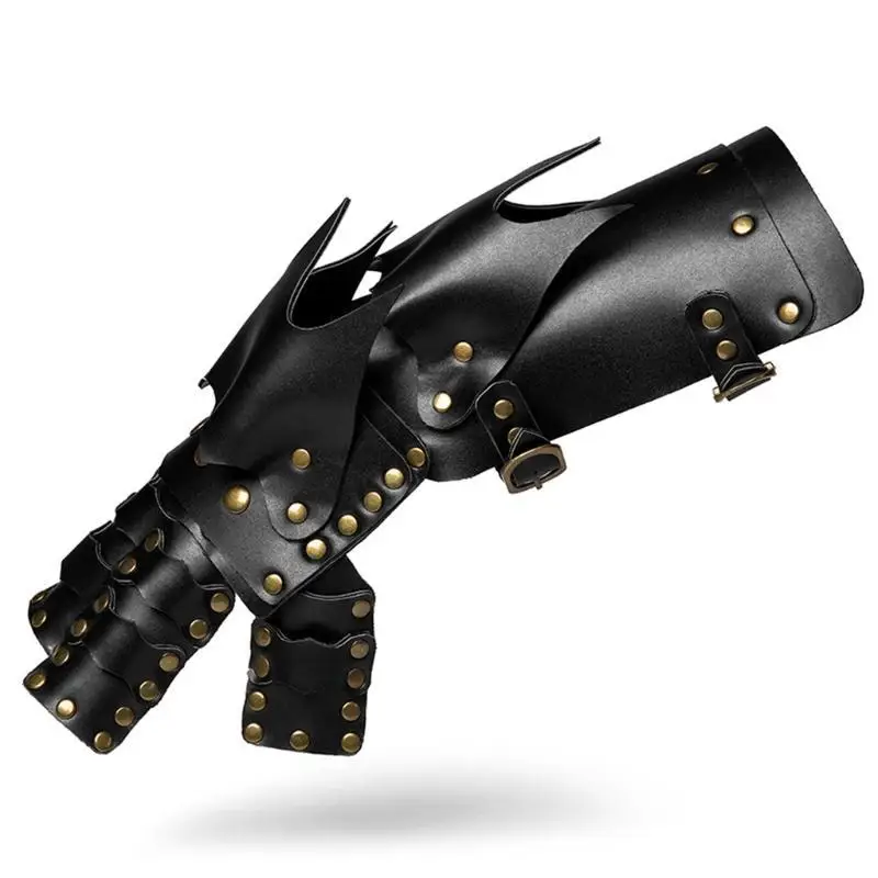 

652F перчатки для правой руки, длинные перчатки без пальцев, винтажные кожаные перчатки в стиле стимпанк, Хэллоуин, карнавал,