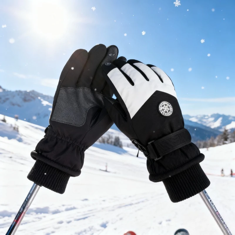 

Ski Gloves Windproof and Water-proof Outdoor Riding Motorcycle Piled Thickened Thermal Gloves Autumn and Winter Gloves