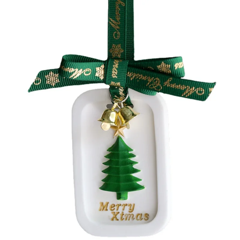 Moule en silicone pour sapin de Noël, wapiti, aromathérapie, cerf, père Noël, plâtre, gypse, pendentif de voiture, bougie d'avertissement