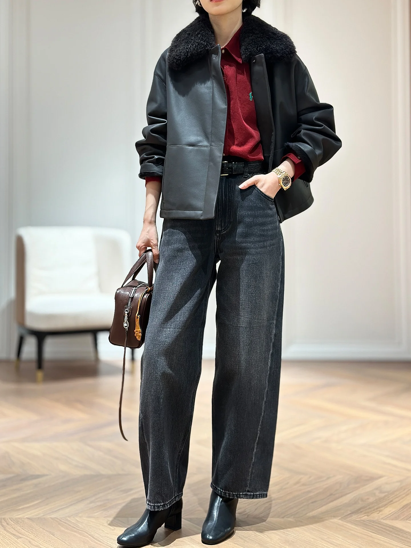 

Повседневные брюки с эластичным поясом и складками, модные, свободного кроя, всесезонные, от Big Fruit Store, широкие джинсы