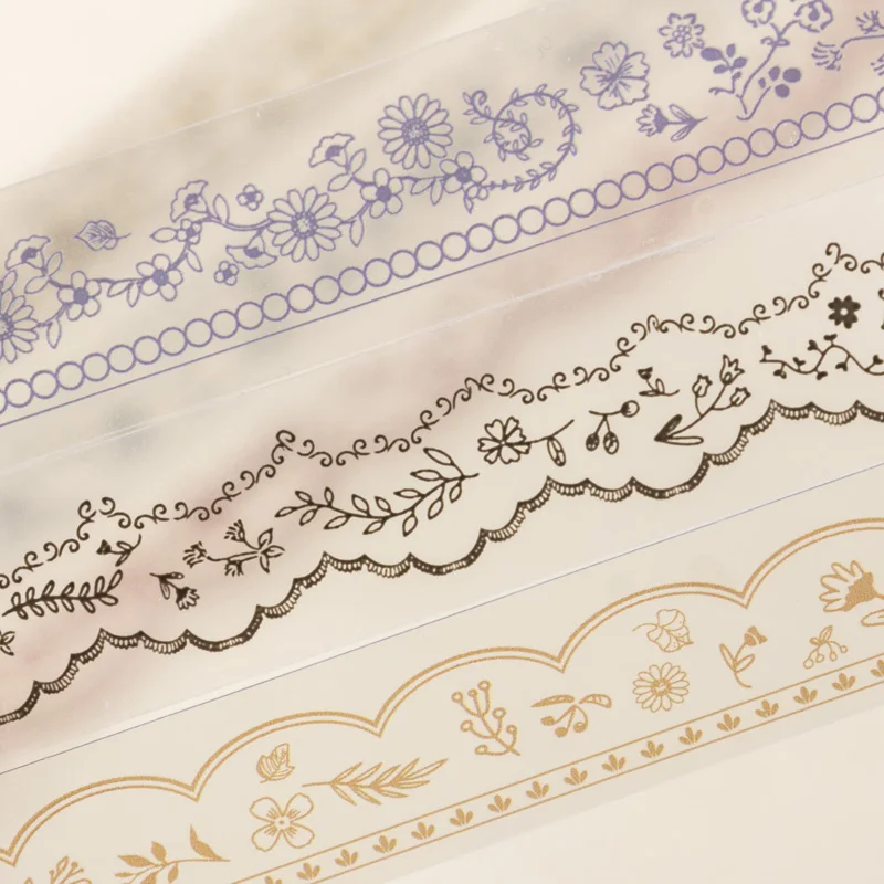 JIANQI 15mm*2m Lace flower band PET Tapes DIY Scrapbooking Decor Photo Album Collage Junk Journal Materials Aesthetics Stickers view 2