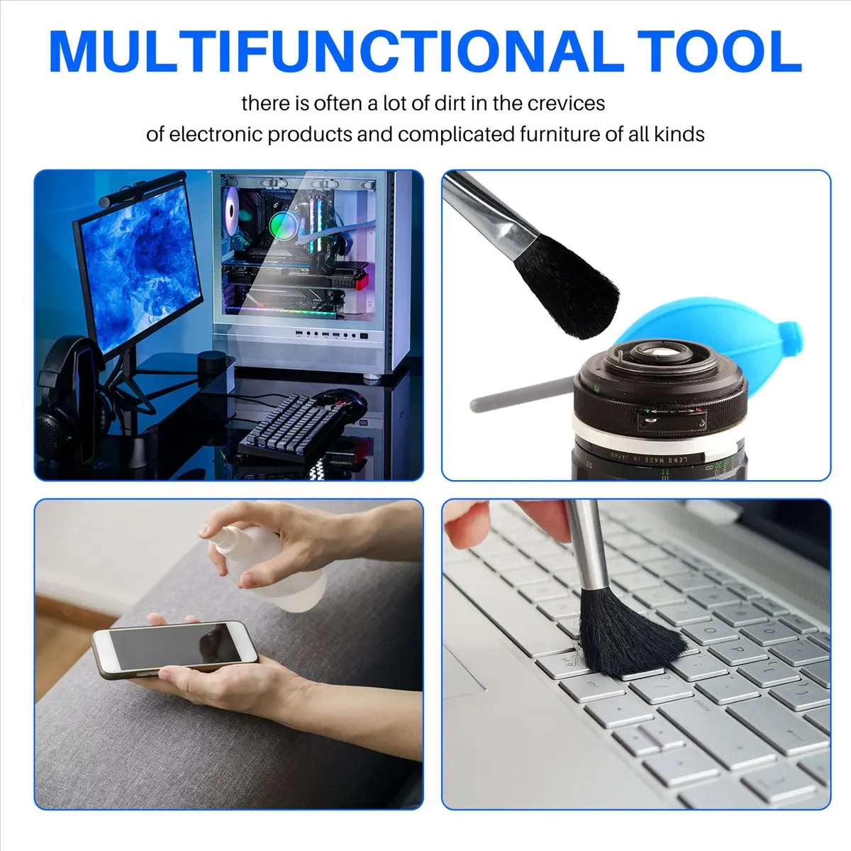 

4 шт. комплект антистатических щеток, мульти-антистатическая щетка для чистки клавиатуры компьютера, для печатной платы клавиатуры ноутбука