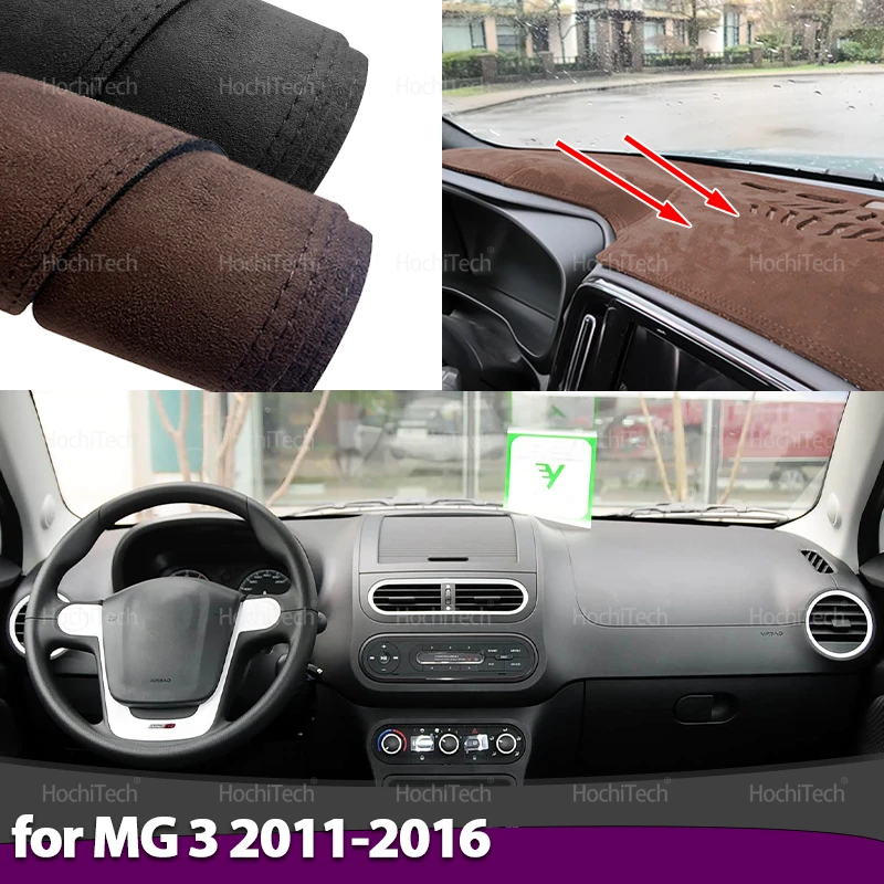 For MG 3 MG3 ZP11 Second Generation 2011-2016 Non Slip Mat Suede Leather Black Car Dashboard Cover Mat Dashmat Protect Carpet