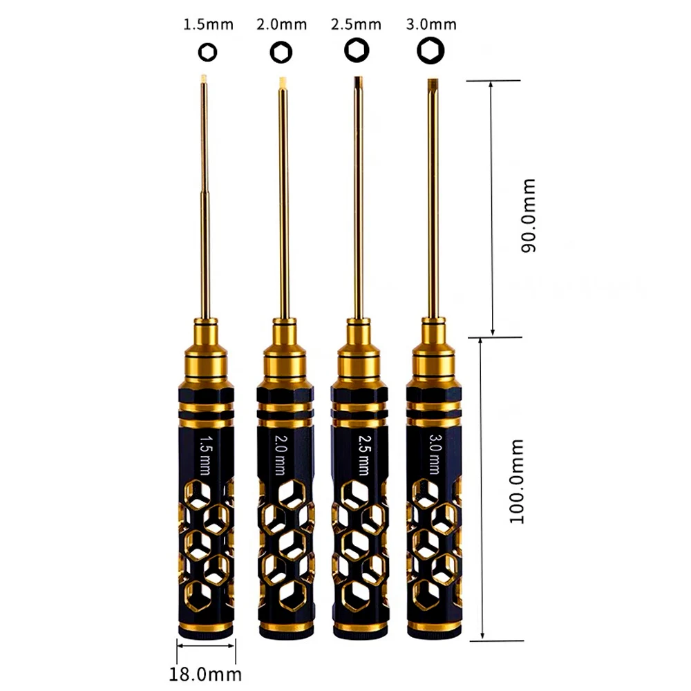 4 Pcs 1.5mm 2.0mm 2.5mm 3.0mm Hex Screw Driver Screwdriver Set for Racing Drone Helicopter Cars Boat RC Parts Honeycomb Molding