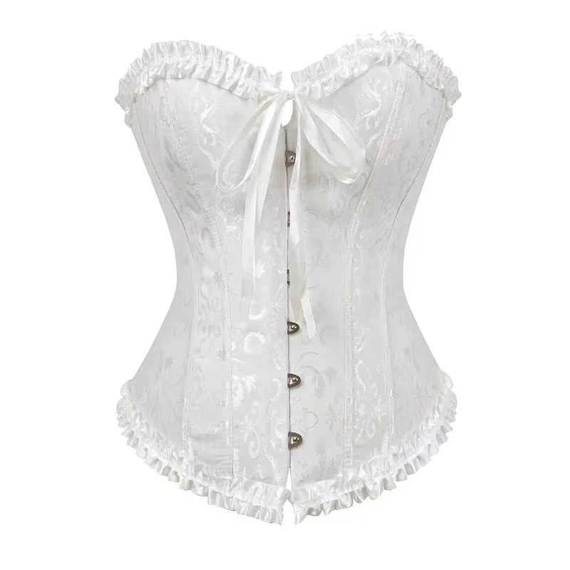 Sexy Corsets Bustiers Floral Lace Tops For Women Flower Print Vintage Corset Gothic Satin Lingerie Corselet Overbust Boned Victo