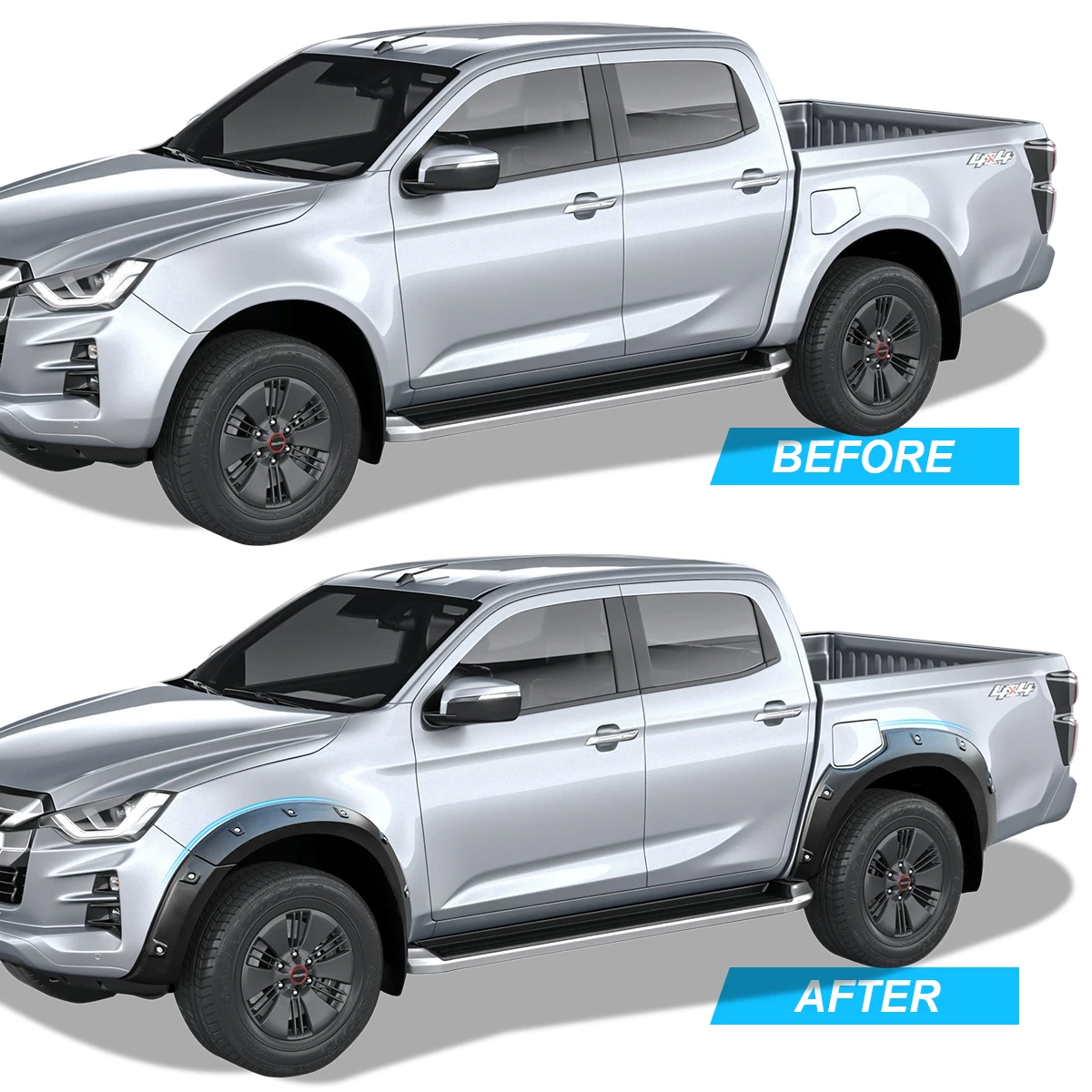 OEM Style Fender Flares Wheel Arch Kits For Isuzu D-max 2020-2023 Double Cabin Models Protector Mudguard 4X4 Car Accessories 6PC