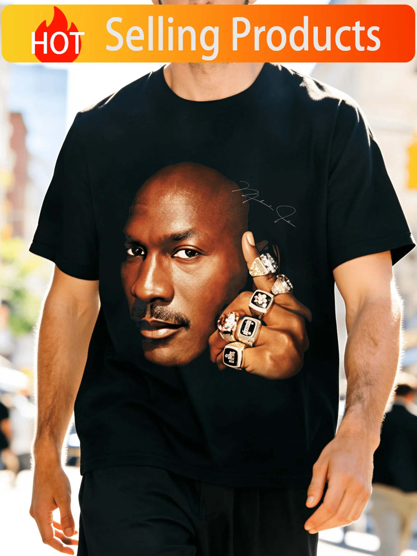 100% Cotton 180g Six Crowns and Six Rings, The Last Dance Music Graphic 90s Bull T-shirt