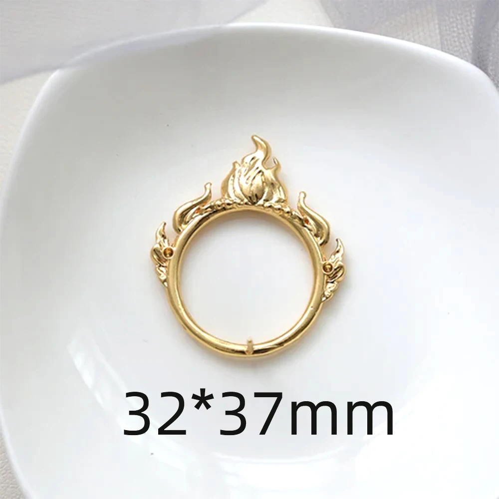 2 Pieces Brass Plated with Genuine Gold Devil Flame Backrest Pin DIY Jewelry Making Baroque Doll Clothing Accessory Materials