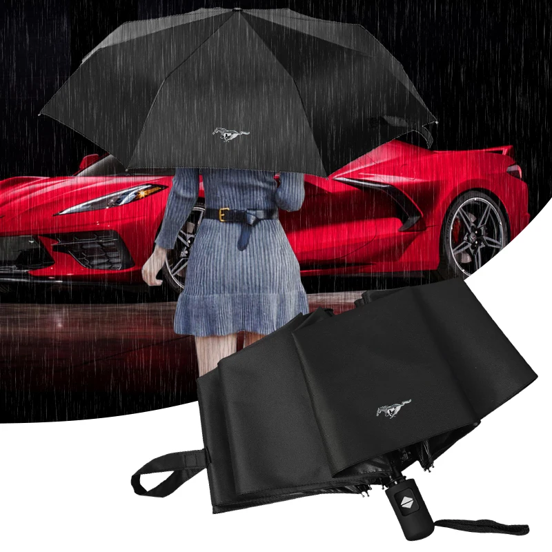 Car Automatic Folding Windproof Sunshade Umbrella Car Accessories For Mustang SHELBY GT 500 350 Convertible V Mach e Rainproof