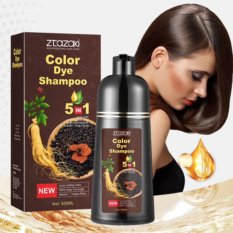

MOKERU ginseng hair dye shampoo - five in one, plant extract formula, gentle and non irritating, suitable for all hair types