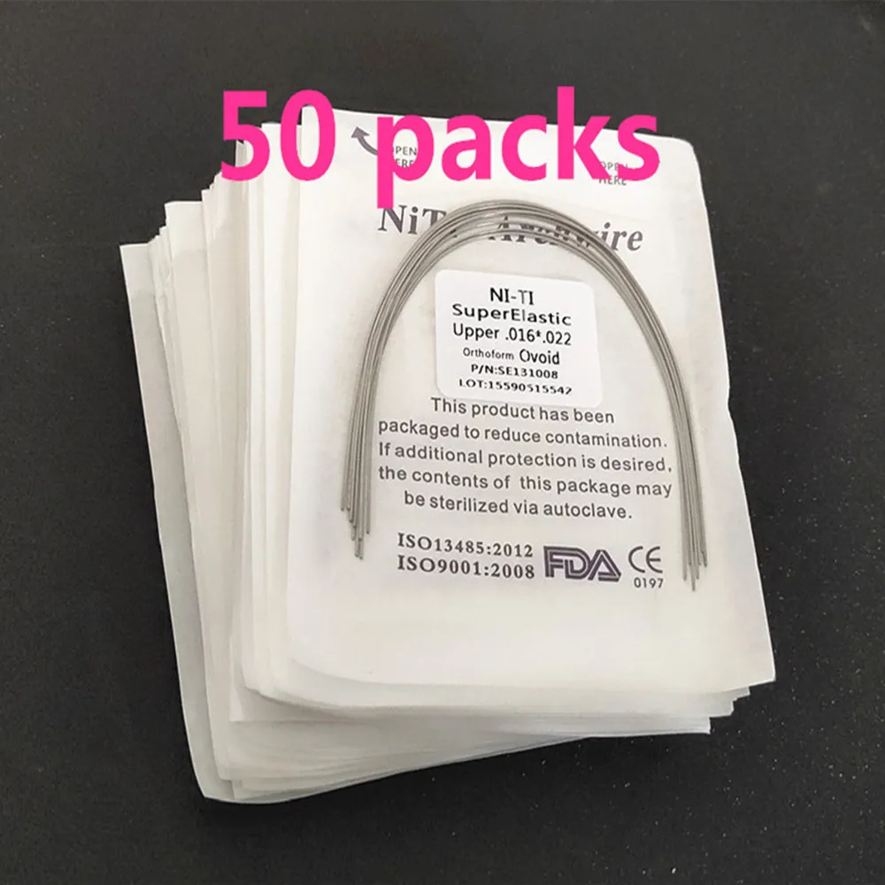 50Packs/500Pieces Dental Niti Archwires Oval Orthodontics Accessories Round/Rectangular Arch Wires Ovoid Form