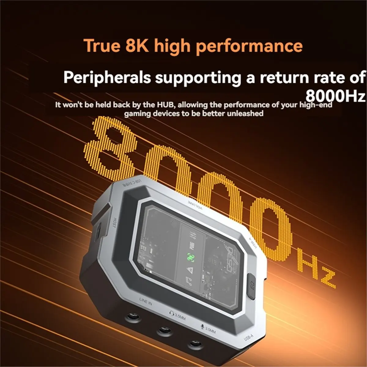 GS30 Expansion Dock 8K AI EQ Adjustment 8000Hz Gaming Sound Card Adapter Type-C Expansion Dock USB Splitter