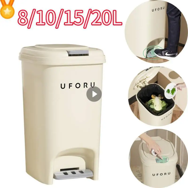 8/10/15/20L Trash Can For Kitchens Luxury With Pedal Lid Bathroom Waterproof Wastebasket Large Capacity Garbage Bin Accessories