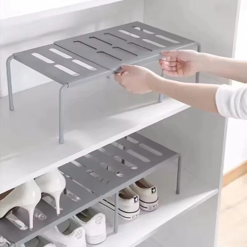 

ABS Shoe Rack Extensible Shoe Hanger Storage Space Saving Shelf Telescopic Storage Rack Household Kitchen Cabinet Organizer.