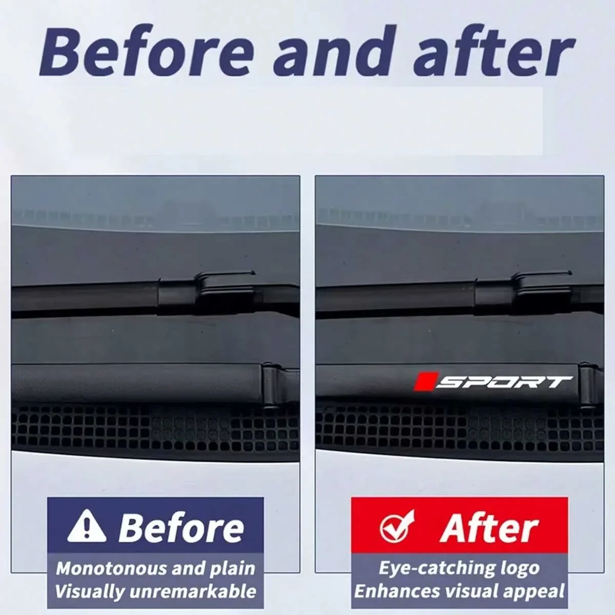 2Pcs Sport Style Waving Rear Wiper Sticker Car Windshield Decal Universal Auto Back Window Exterior Decor Refit Accessories