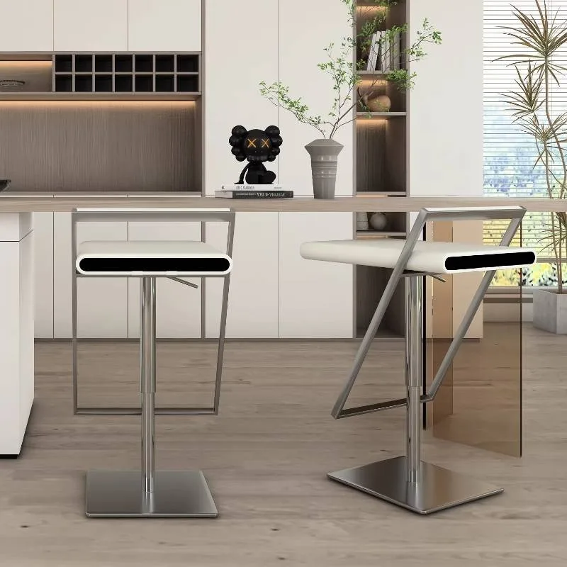 Metal Modern Bar Chairs Minimalistic High White Designer Swivel Bar Chairs Nordic Bistro Adjustable Sillas Para Barra Furniture
