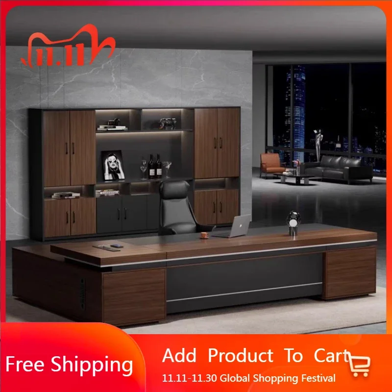 

High Quality Designer Office Desk Conference Art Minimalist Work Office Desk Filing Bookshelf Modern Wooden Meuble Furniture