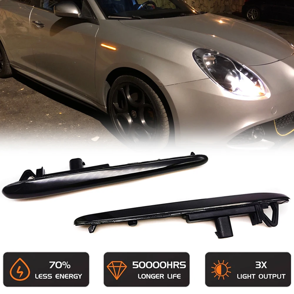 

Светодиодный повторювающий мигающий боковой габаритный фонарь, указатель поворота, предупреждающий отражатель янтарного цвета для Alfa Romeo Giulietta Veloce Ti 940 OEM # 50522994