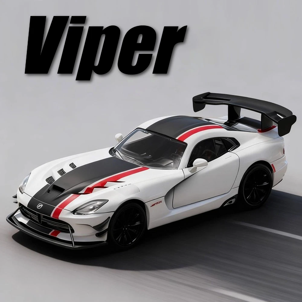 1:24 Viper Hellcat Sports Car Model Toy Alloy Diecast Sound Light Pull Back Wheel Steering Racing Cars Models Display Ornaments