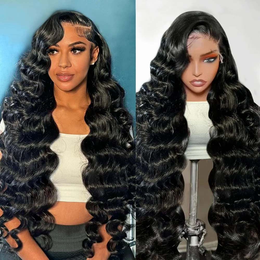 220% Density Body Wave 13x4 13x6 HD Lace Front Wigs Human Hair Brazilian Virgin Body Wave 360 Lace Wigx For Women Natural Black