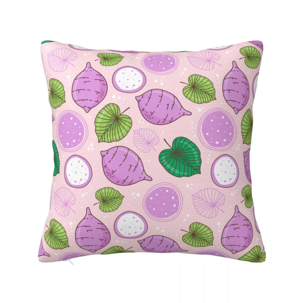 Decorative Pillow Covers Taro With Leaf On Pink Pastel Stuff Sofa Throw Pillow Case Cover Zipper Multi Size