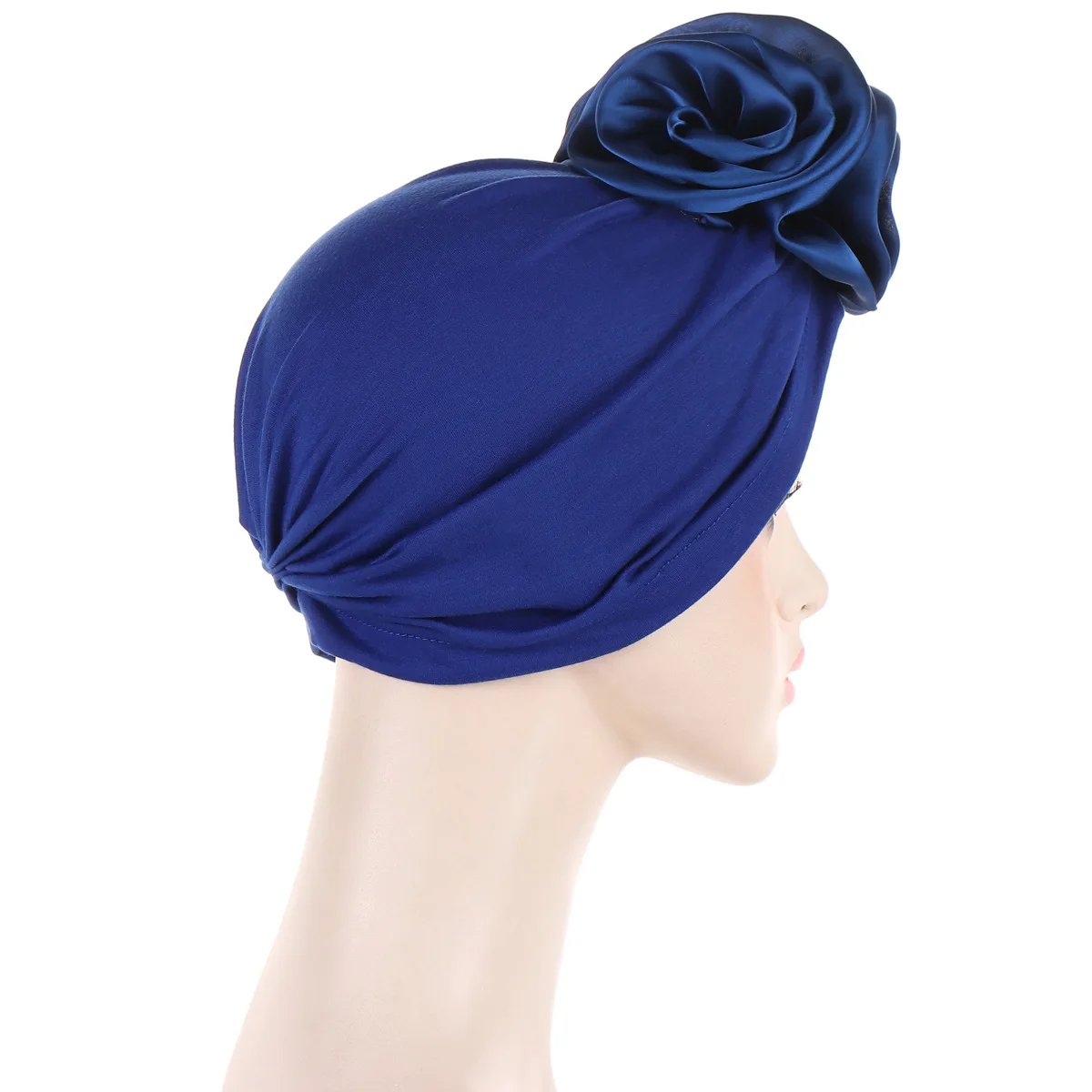 Fashion Satin Flowers Turban Hijab Hats African Head Wraps Elastic Muslim Hats Breathable Chemo Cap For Women Girls