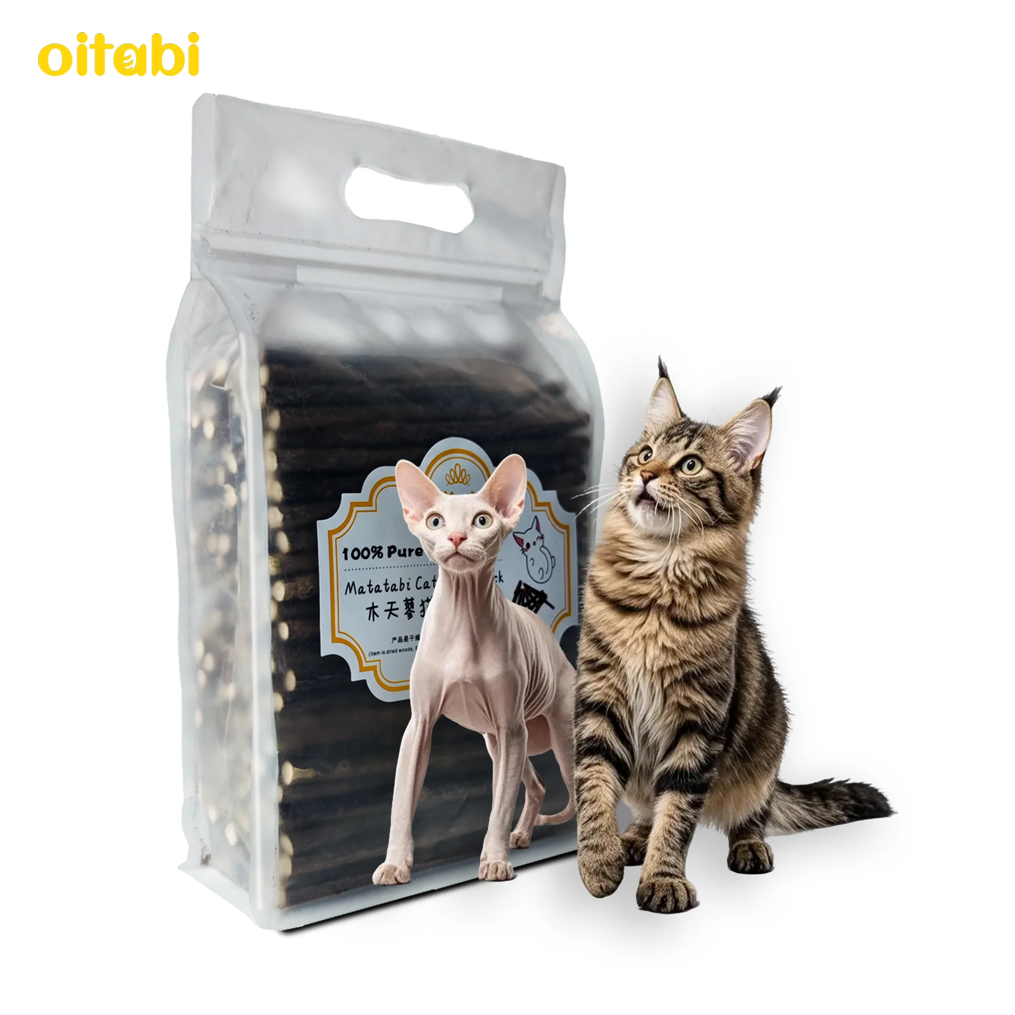 

Oitabi 250g Natural Matatabi Snacks Sticks for Cats, Silvervine Chew Sticks for Clean Teeth - Catnip Alternative 120mmx3-6mm