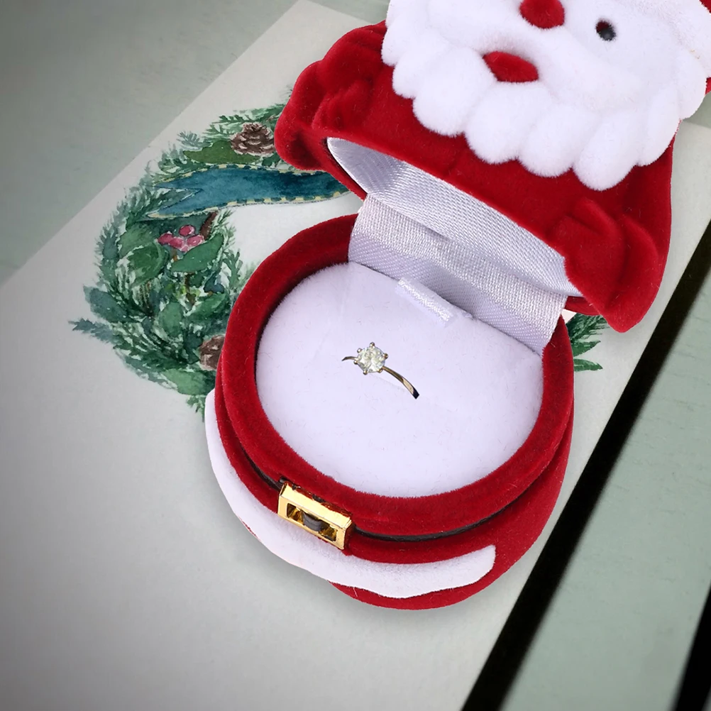 

4Pcs Adorable Santa Earrings Box Fine Workmanship Romantic Design Christmas Birthday Mothers Day Santa Storage Box