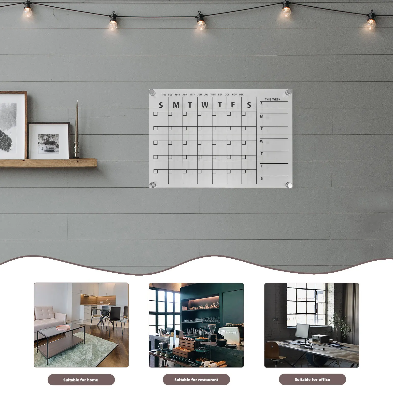 

Набор из 1 акриловой стираемой доски для сообщений, прозрачная маркерная доска для дома, кухни, офиса, для еженедельного планирования, настольная белая доска