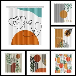 Nordic Wind Abstract Art Boho Shower Curtain Waterproof Polyester Bath Curtain Morandi Color Block Curtains For Bathroom Decor