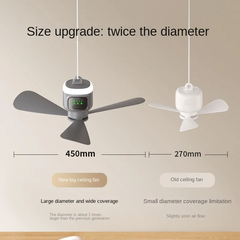 Remote Control Large Size Ceiling Fan USB Wireless Cooling Fan 12000\8000mAh Portable LED Night Light Camping Fan Ceiling Fan