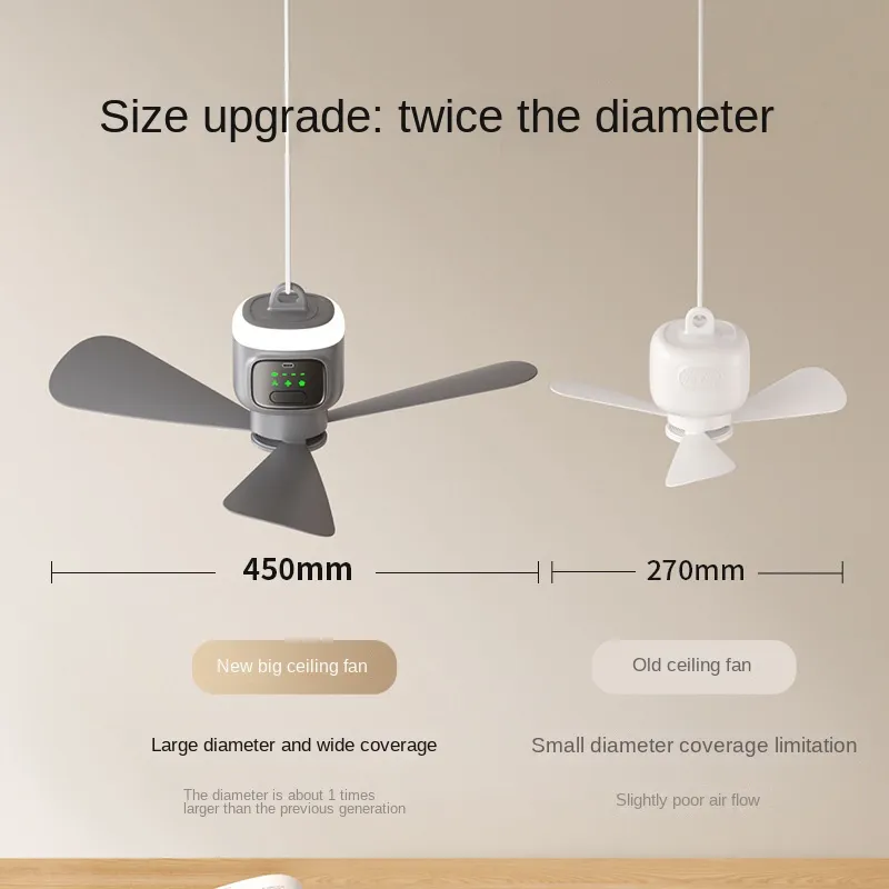 Remote Control Large Size Ceiling Fan USB Wireless Cooling Fan 12000\8000mAh Portable LED Night Light Camping Fan Ceiling Fan - Detail Angle #02