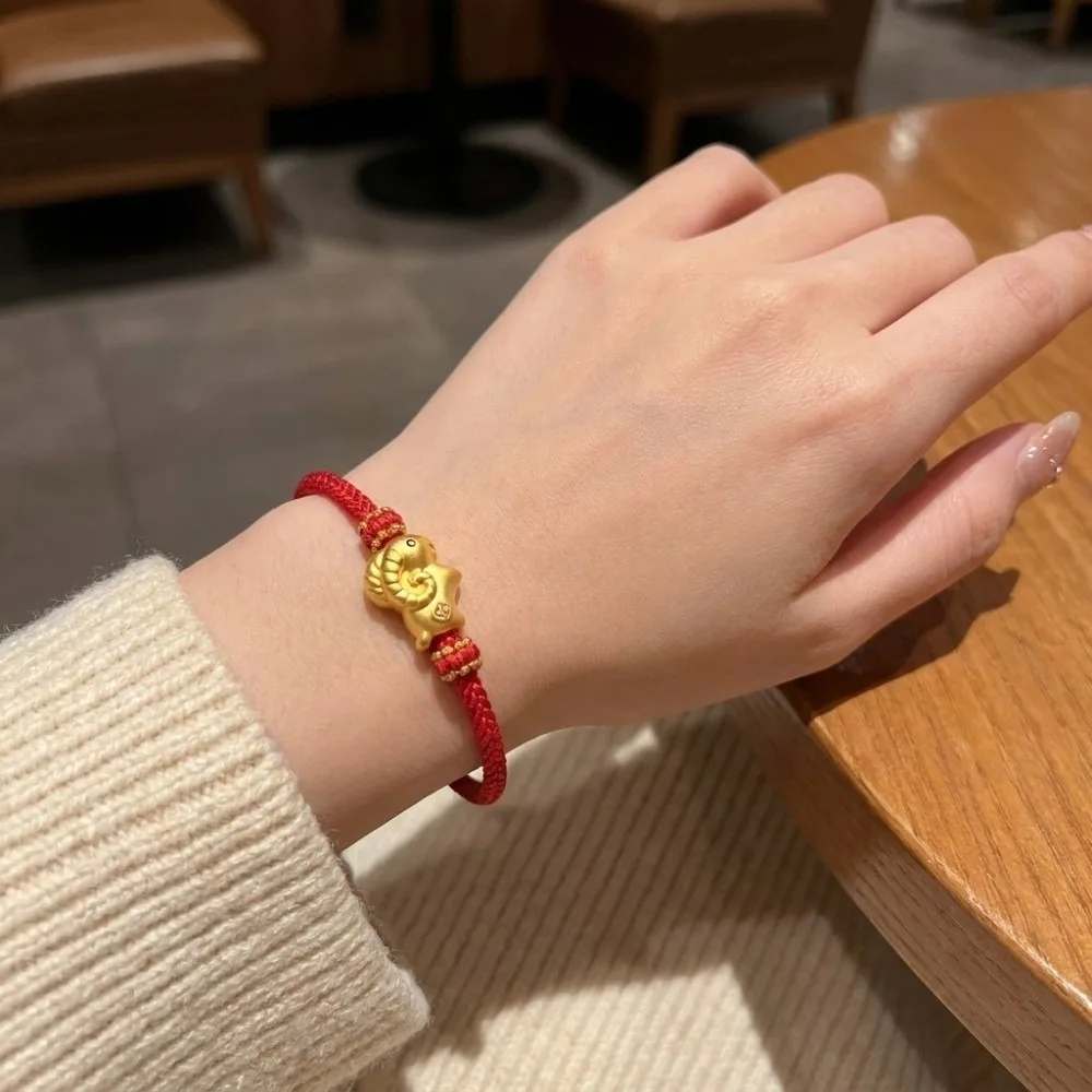 New Braided Zodiac Goat Bracelet Gold Plated Lightweight Red String Hand Chain Sliding Adjustable Lucky Bracelet Gift
