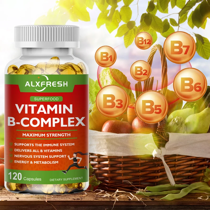 Alxfresh B-Complex Vitamin Supplements (B12 B1 B2 B3 B5 B6 B9 Folic Acid &Biotin), Immune & Energy Support