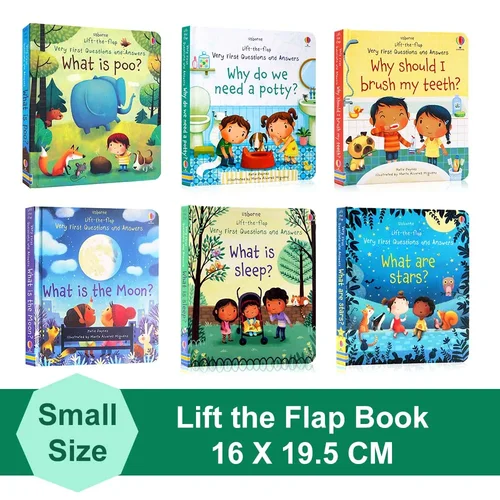Usborne Books Small Size Very First Q & A Lift-the-flap 어린이를 위한 교육용 영어 책, 인기 있는 과학 학습 몬테소리 완구
