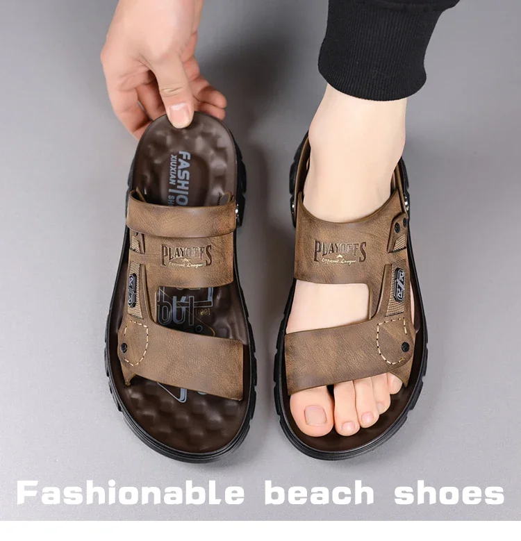 Modische Herren-Sandalen mit weicher Sohle für den Sommer, Outdoor-Doppelnutzung, bequem, strapazierfähig, atmungsaktiv, Strandschuhe-HW80193 – Detail 1