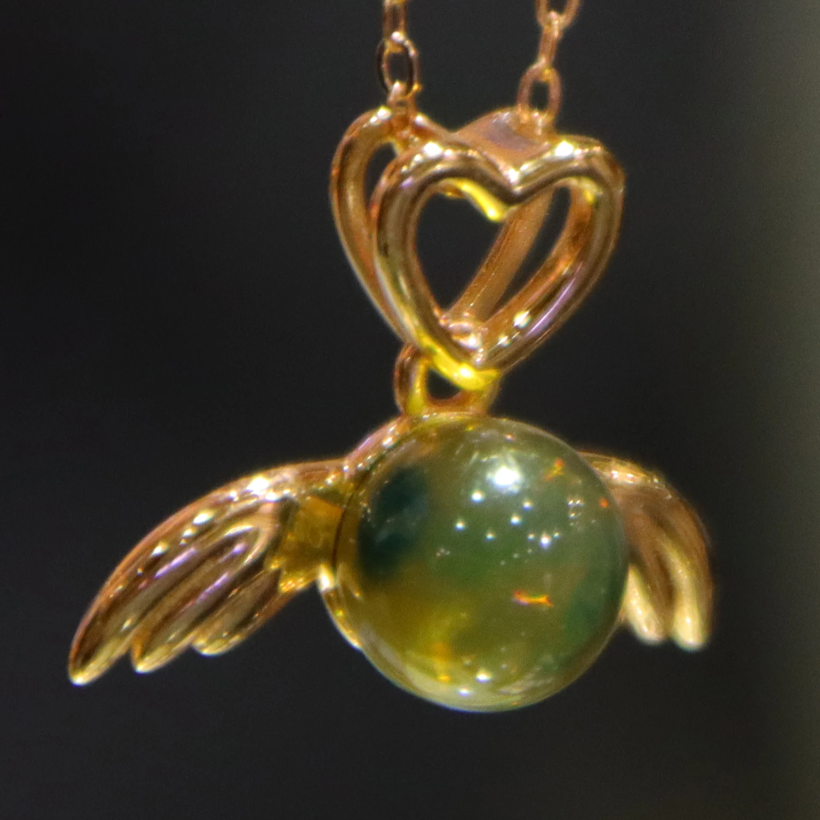 

7mm Natural Blue Amber Butterfly Pendant Necklace - Anniversary Gift For Her Bestie Couples