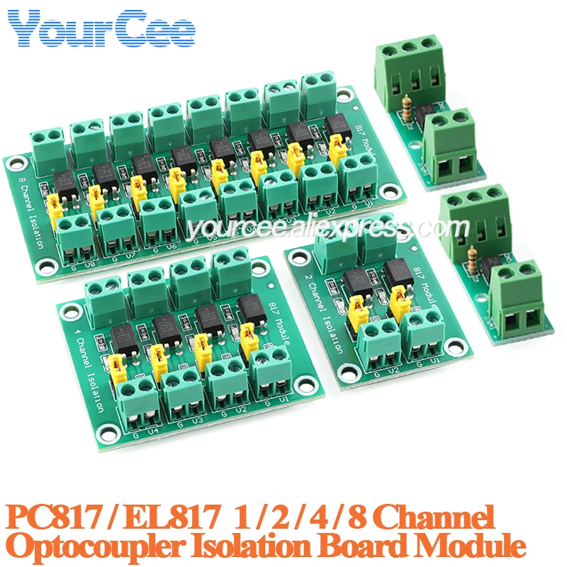 2pcs/1pc EL817 PC817 1 2 4 8 Way Channel Optocoupler Isolation Module Optocoupler Voltage Optical Coupler Board 3-5V 12V 24V