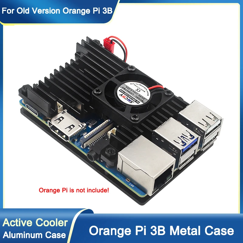 Caixa de liga de alumínio Orange PI 3B Caixa de metal de resfriamento passivo ativo com dissipadores de calor de ventilador para Orange PI 3B